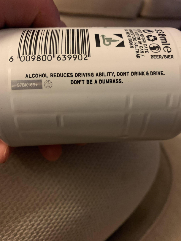 This dont drink and drive warning