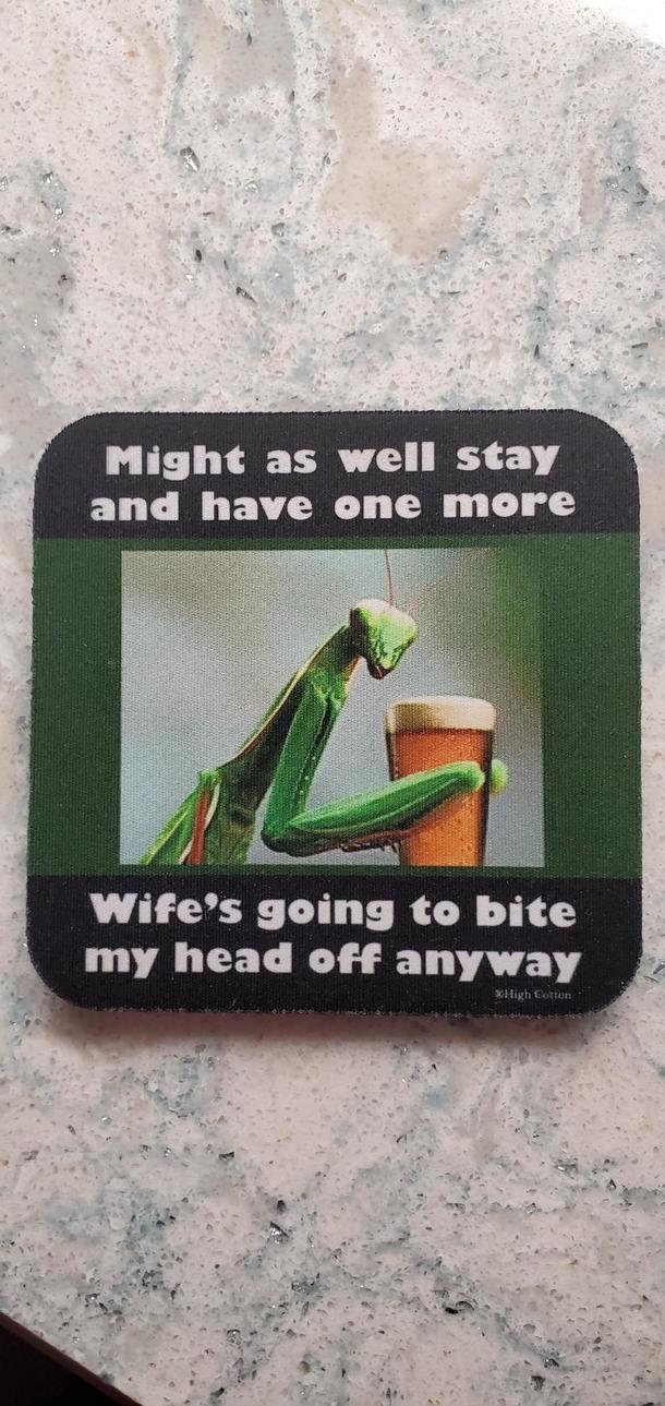This drink coaster at my parents house