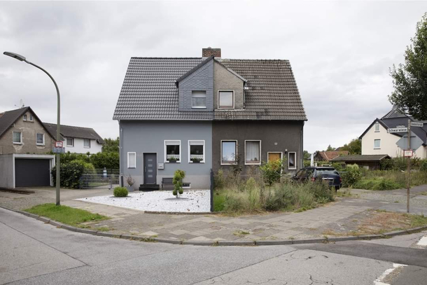 This duplex house in a town somewhere in Germany