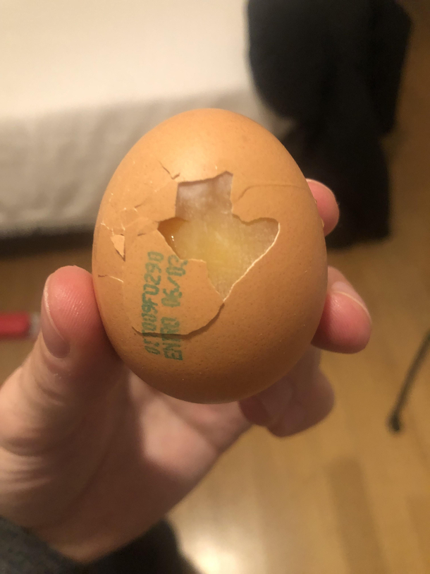 This egg broke like Texas Yolk