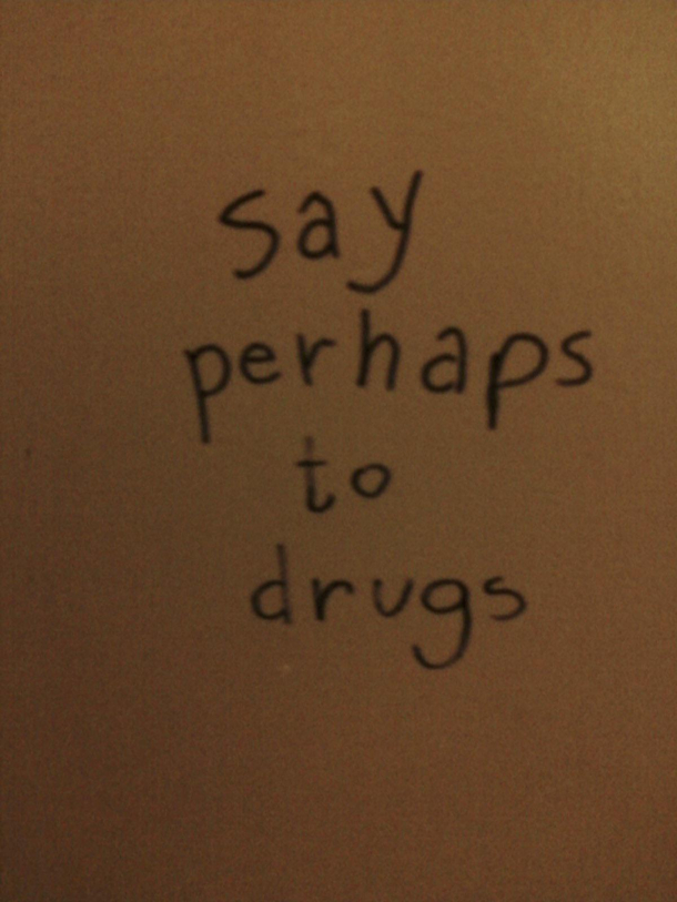 This graffiti in the girls bathroom