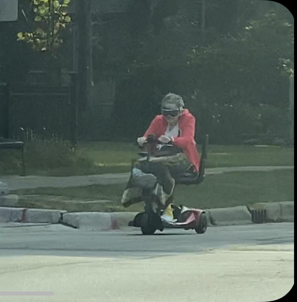 This granny is killing life tinted ski goggles cause her futures too bright