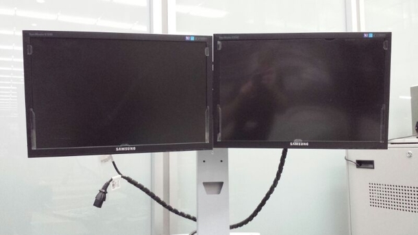 This guy at work loves to hold up these monitors all day