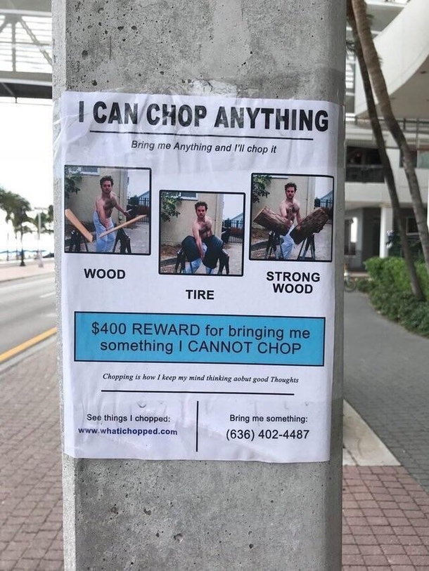 This guy can help you chop anything He can even chop out the crushing disappointment you are to your parents httpwhatichoppedcom