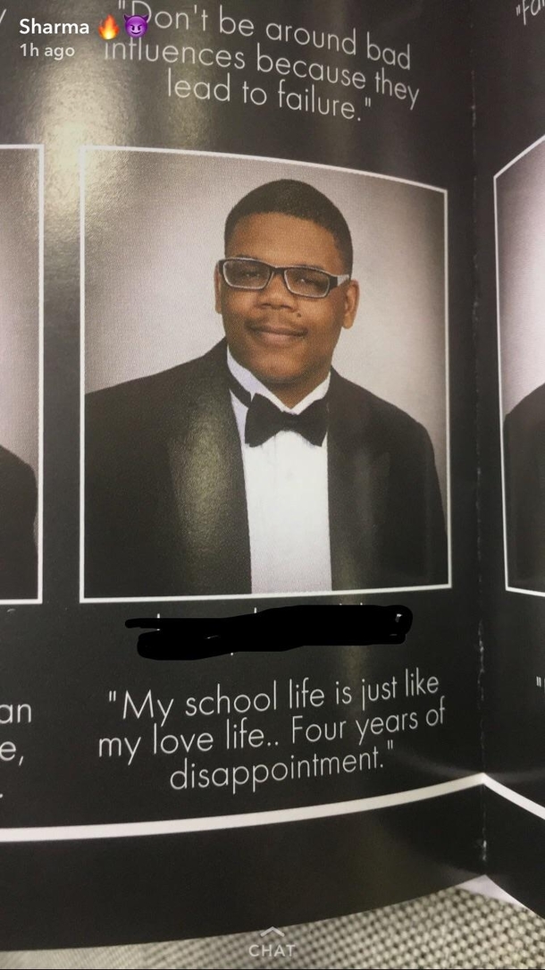 This guy sums up my whole life in his senior quote - Meme Guy