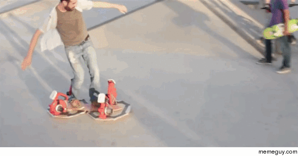 This Guy Took  Leafblowers And A Skateboard Deck And Turned Them Into A Wonderfully Goofy Hoverboard