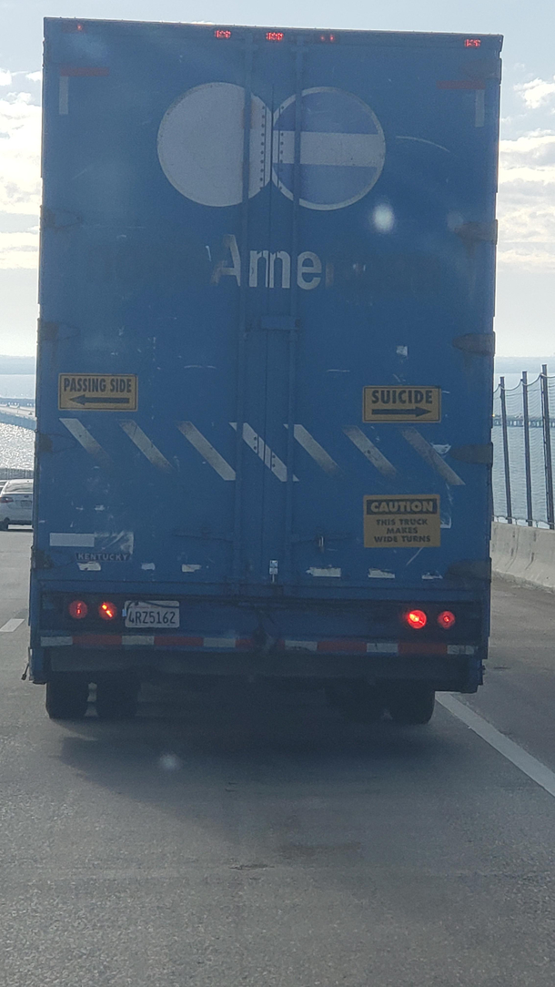 This has double meaning especially considering that on the right you can see the newly installed suicide prevention fences Sunshine Skyway FL