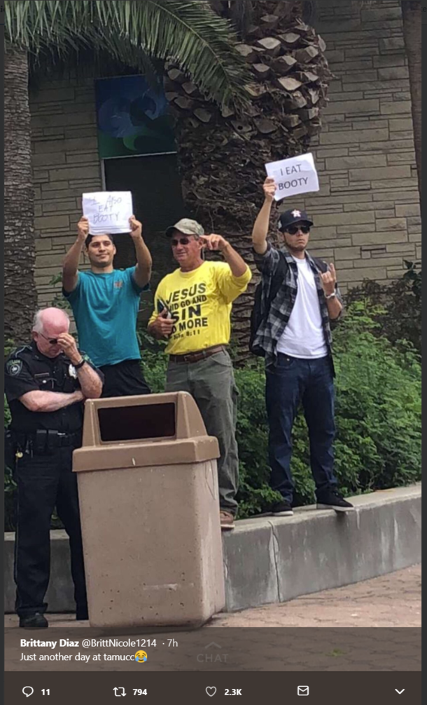 This hate preacher at tamucc getting trolled