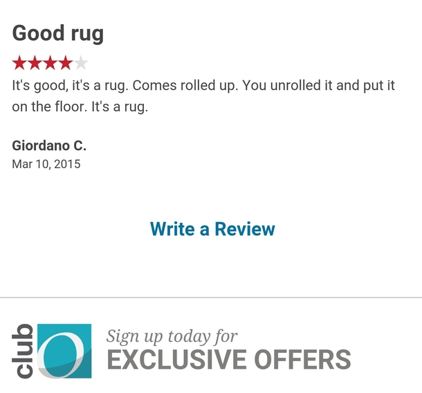 This helpful overstock reviewer
