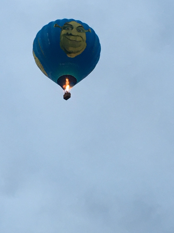 This hot air balloon quite often flys around our city