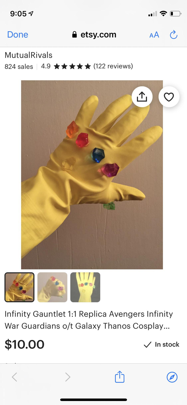 This infinity gauntlet on Etsy