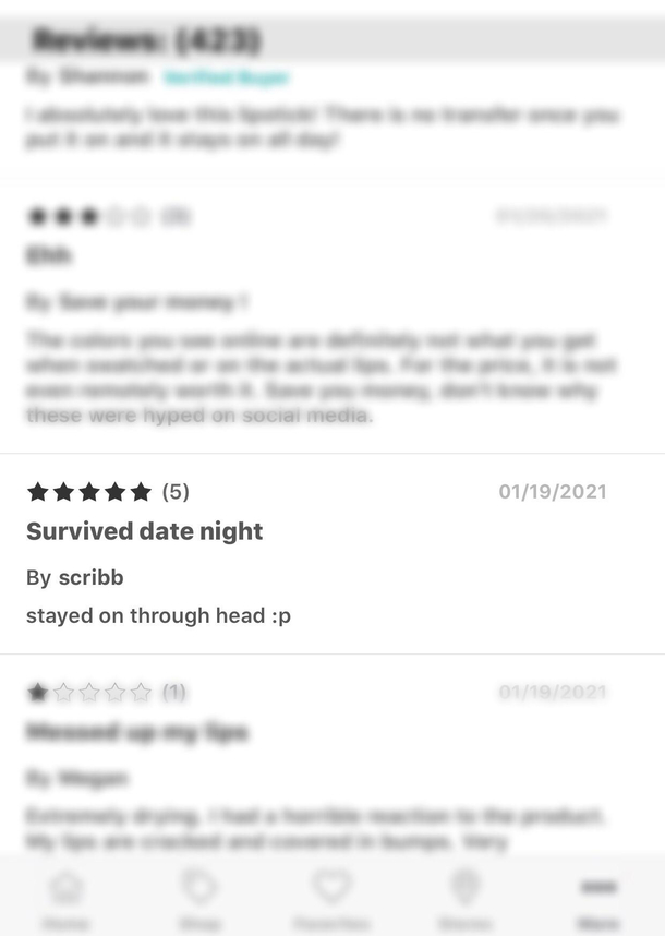 This informative review for a long-wear lipstick on the Ulta website