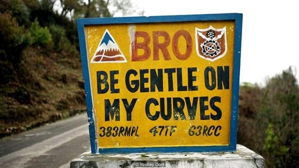 This is an actual highway sign in Bhutan