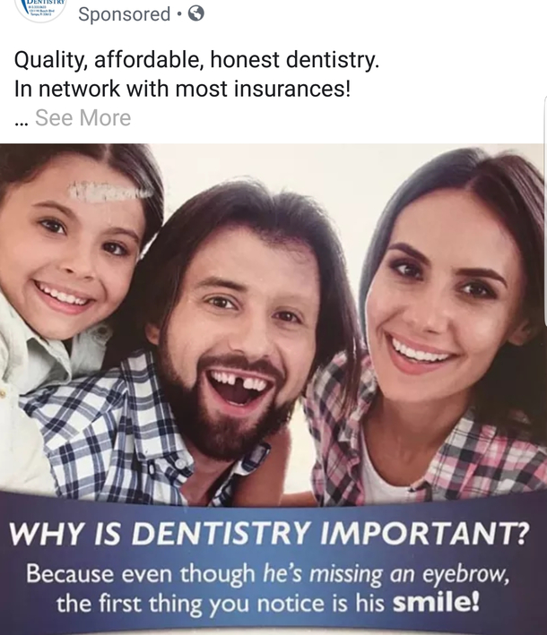 This is an actual online advertisement for a dental office