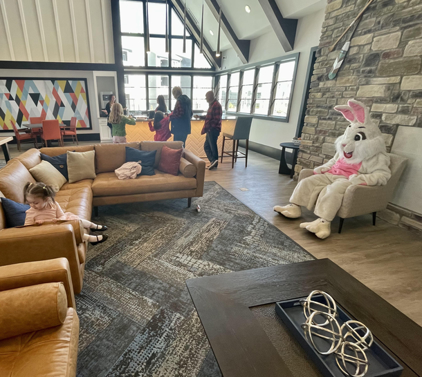 This is as close as my daughter would get to the Easter bunny by herself and she wouldnt even look at him To be fair it does look like hes about to murder everyone in the room