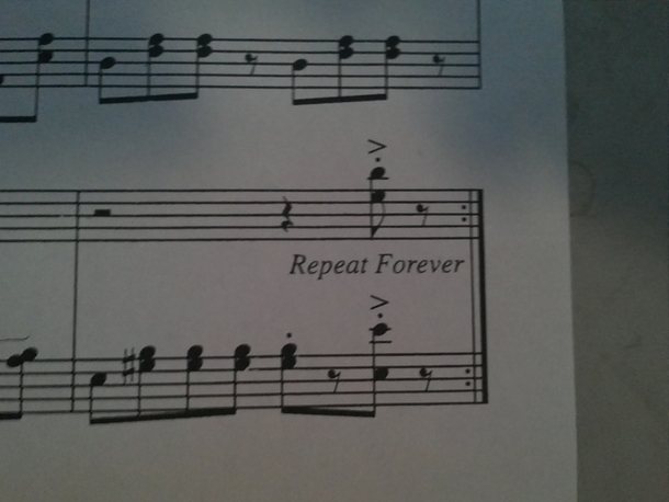 This is at the end of my Pomp and Circumstance sheet music Seems about right