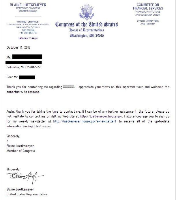 This is lazy even by form letter standards