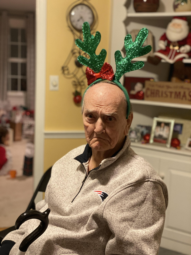 This is my grandfather He loves Christmas