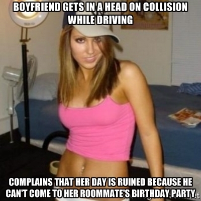 This is my roommates reaction to her boyfriend getting in a car accident
