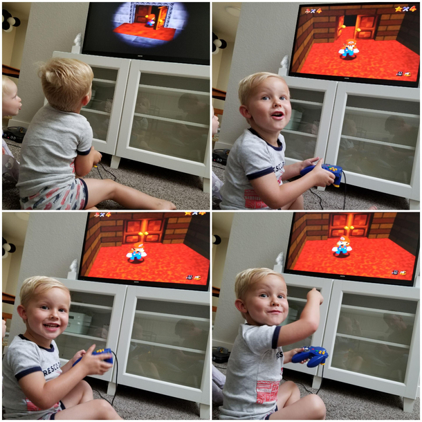 This is my son He started playing Super Mario  the other day He walked through a door and was pretty excited about it