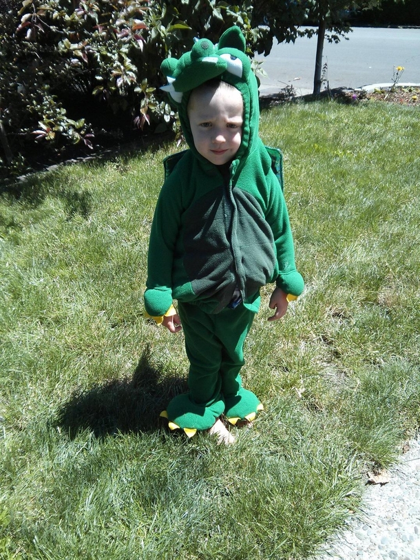 This is my son I asked him to get clothes on to help me do yard work and he came out dressed like this