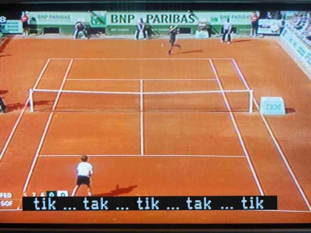 This is one of those times when closed-captioning help spell out the drama of a tennis match