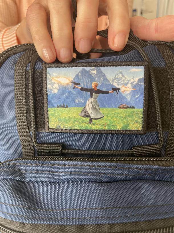 This is the patch on my moms gun bag Shes quiet  and shoots every weekend