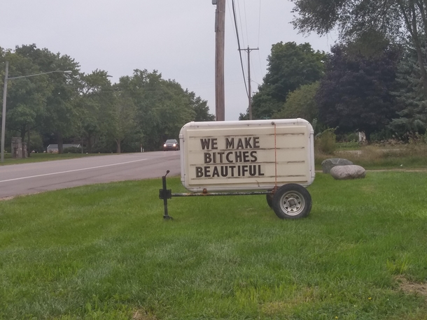 This is the sign currently out in front of a business called Classy Canine in Jackson Michigan