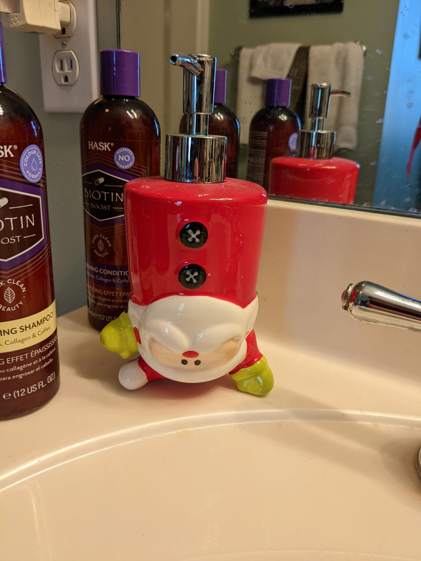 This is the soap dispenser in my in-laws house What are the implications here