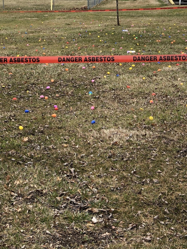 This is the tape our town used for the Easter egg hunt