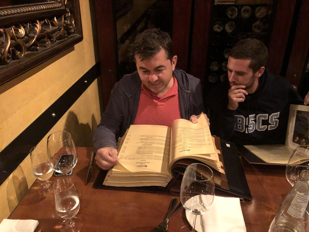 This Italian restaurant has a wine book larger than a freakin Bible