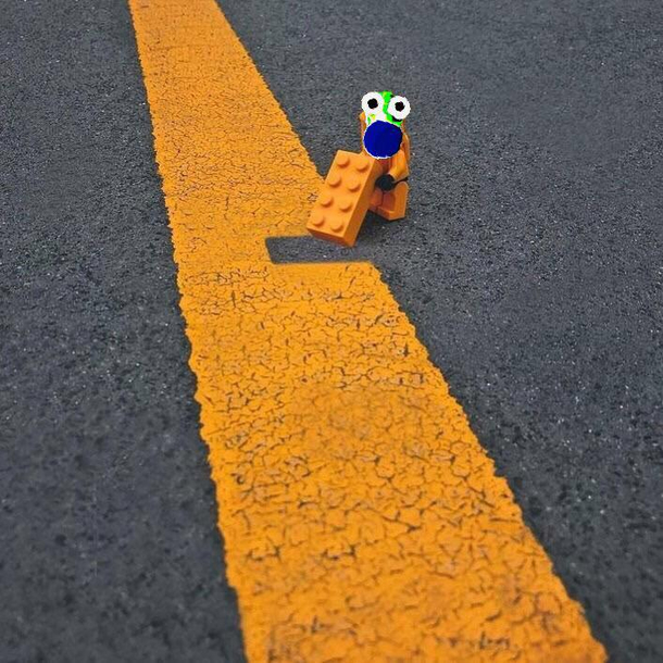 This little guy is stealing the road paint