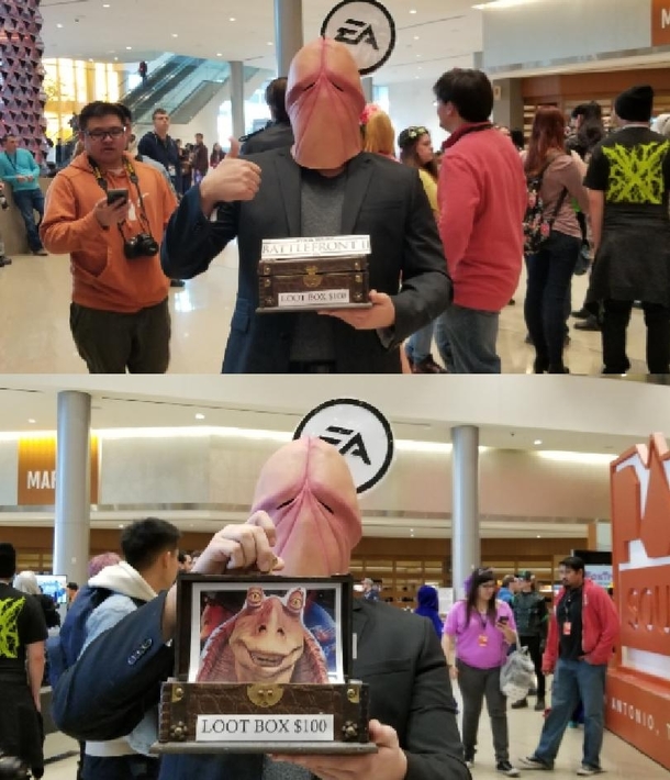 This man dressed up as EA for Pax south Was kicked out  minutes later