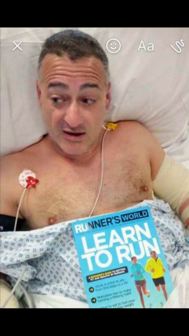 This man stopped the London bridge terrorists entering a bar He was badly injured His friends brought him this magazine London sense of humour still in tact