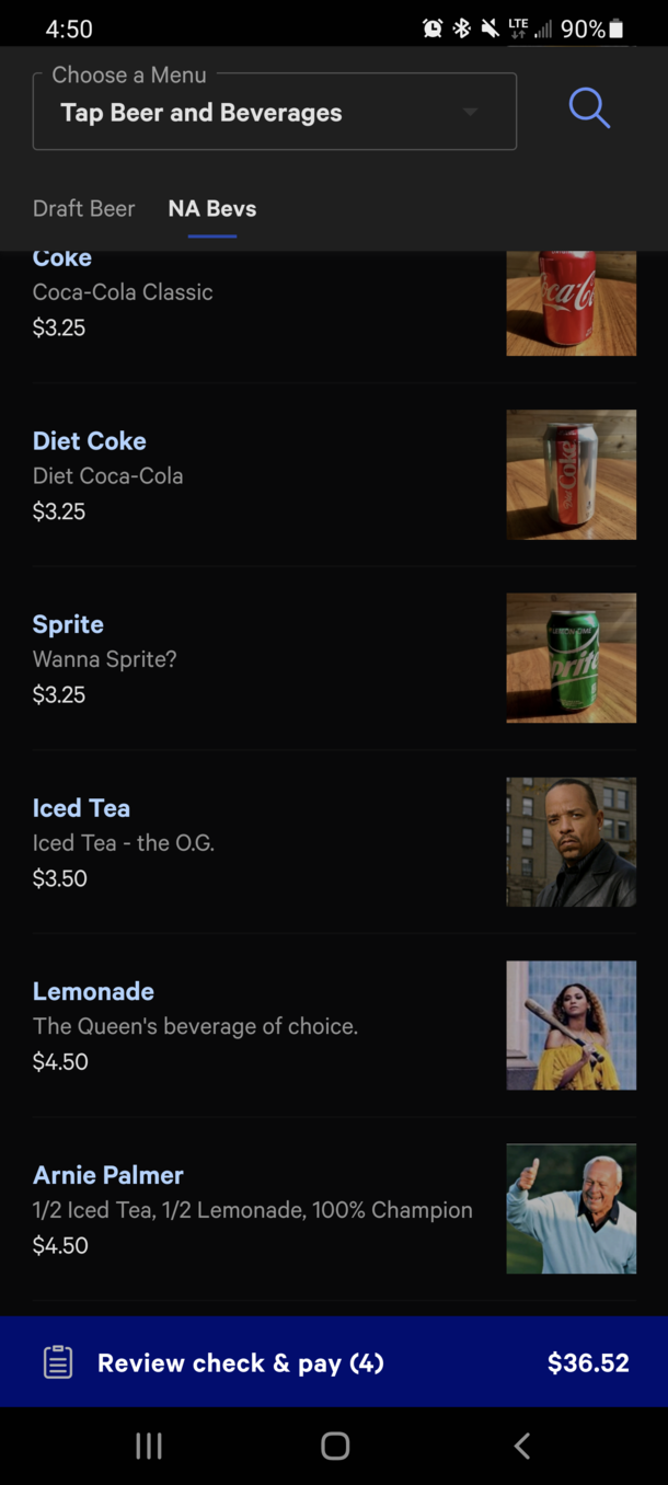 This menus Ice Tea is Ice-T
