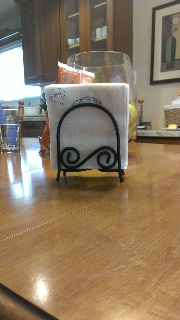 This napkin holder looks like Homer Simpson