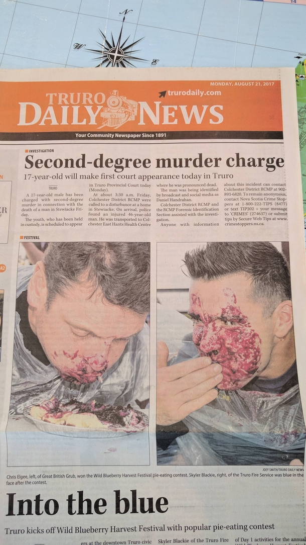 This newspaper headline is scarring vs Pie eating contest