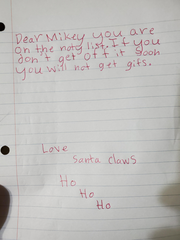 This note my daughter left on my bed last night