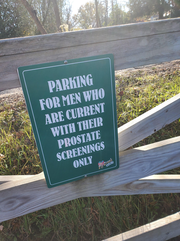 This parking sign at a cider mill