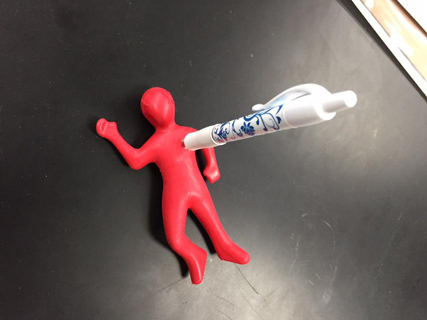 This pen holder my forensics teacher has