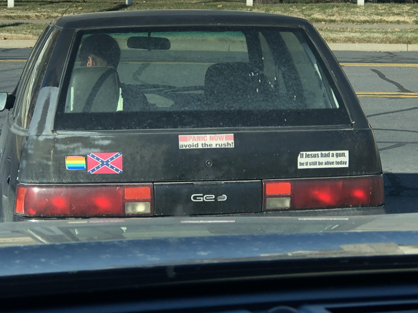 This persons bumper stickers