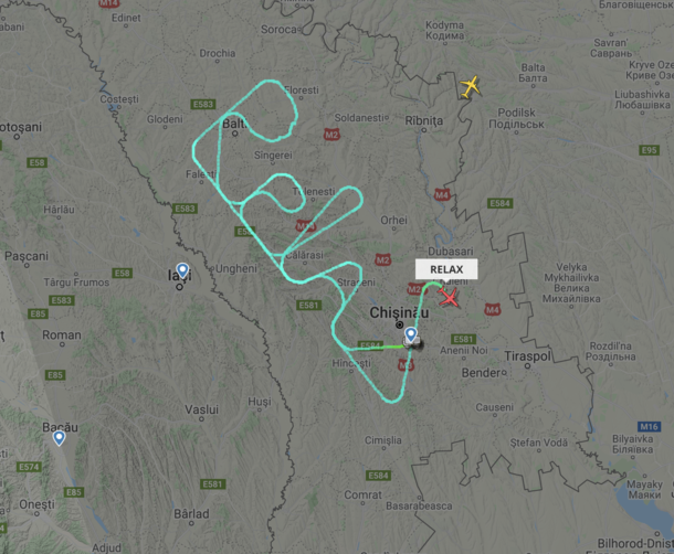 This pilot is spelling RELAX on flight path