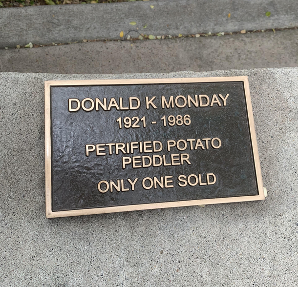 This plaque on this bench