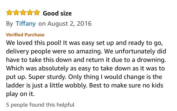 This pool gets  stars for its ease to take down