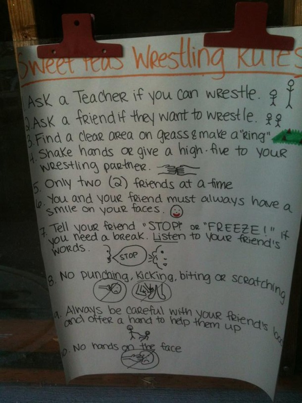 This preschool lets their kids wrestle just follow a few rules
