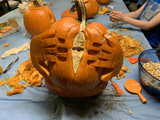 This pumpkin was hidden somewhere in my mother in laws Halloween display