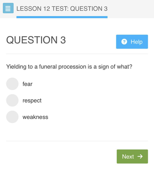 This question on my drivers Ed course