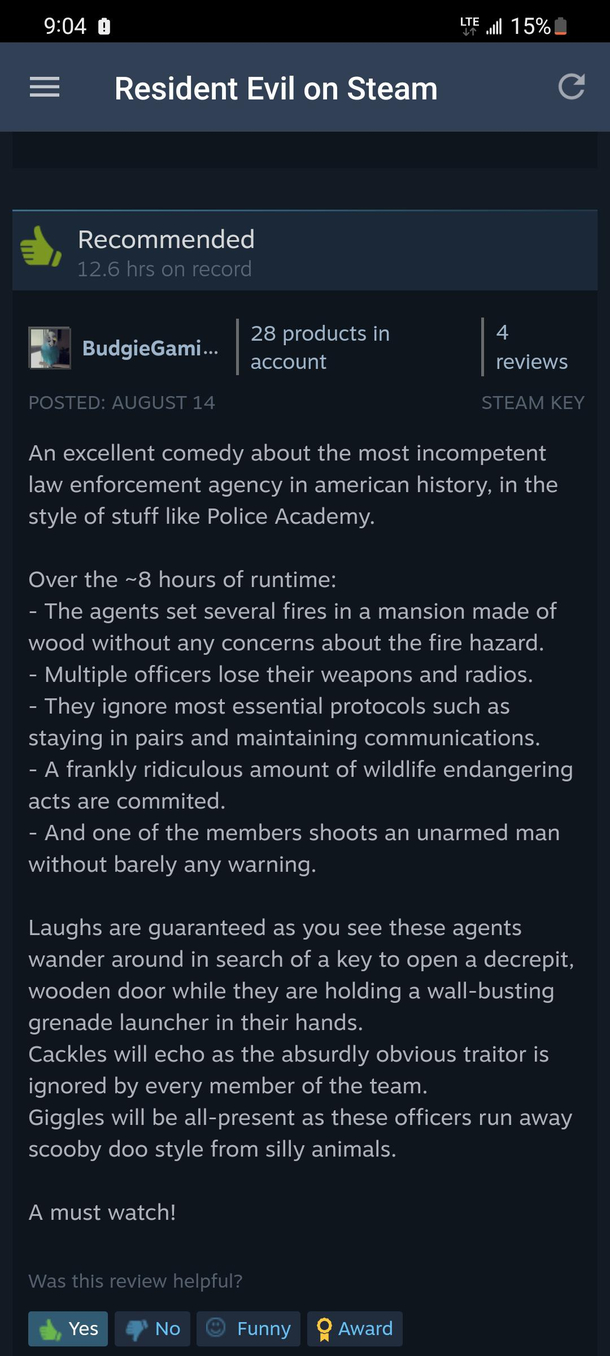 This Resident Evil review lol