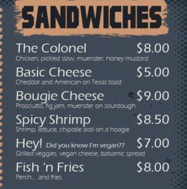This restaurants vegan option