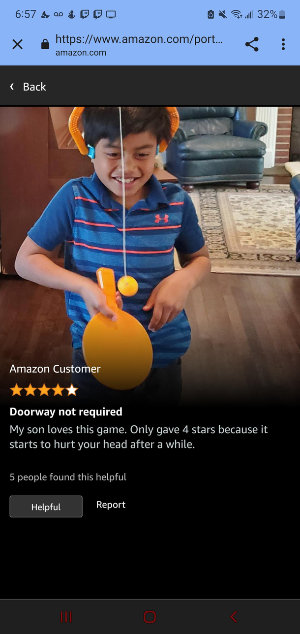 This review for a toy that is supposed to clamp to a DOOR